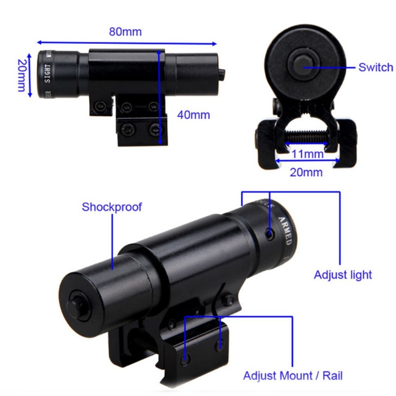 2PCS Green Light Manual Self-Locking Infrared Laser Sight Mini Green Dot Sight 